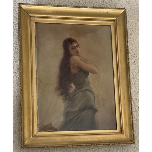 1367 - A 19thC crystoleum, Edouard Bisson 1892. Image size 35.5 x 25.5cm in gilt frame.