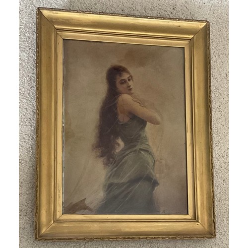 1367 - A 19thC crystoleum, Edouard Bisson 1892. Image size 35.5 x 25.5cm in gilt frame.