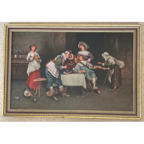 1368 - An oil on board tavern scene by Filippo Marantonio, signed L.R.