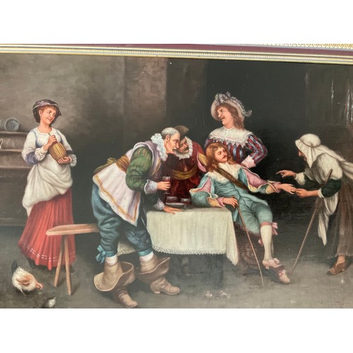 1368 - An oil on board tavern scene by Filippo Marantonio, signed L.R.