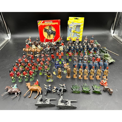 931 - Collection of early lead painted toy soldiers etc vast majority by Britains together with Dinky tank... 