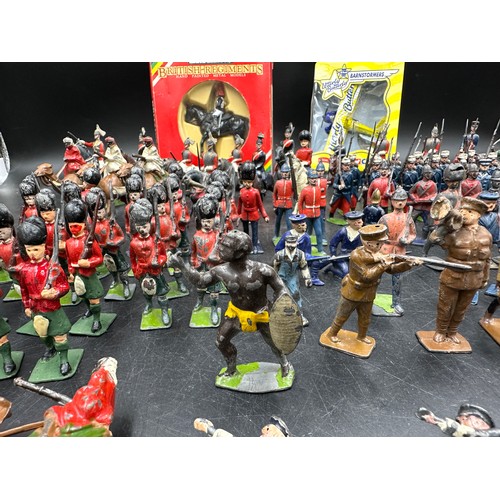 931 - Collection of early lead painted toy soldiers etc vast majority by Britains together with Dinky tank... 