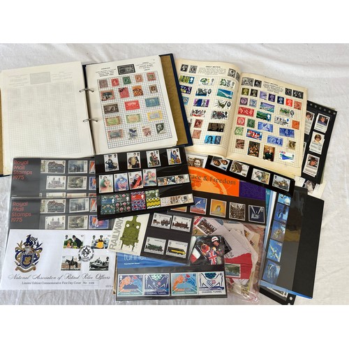 687 - 2 stamp albums, mainly used world stamps together with GB collectors packs. 1975 x2 1982 x1, a few p... 