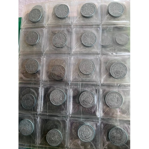 696 - A large folder collection of coins to include Sixpences, threepences, One Shillings, One Florins, Tw... 