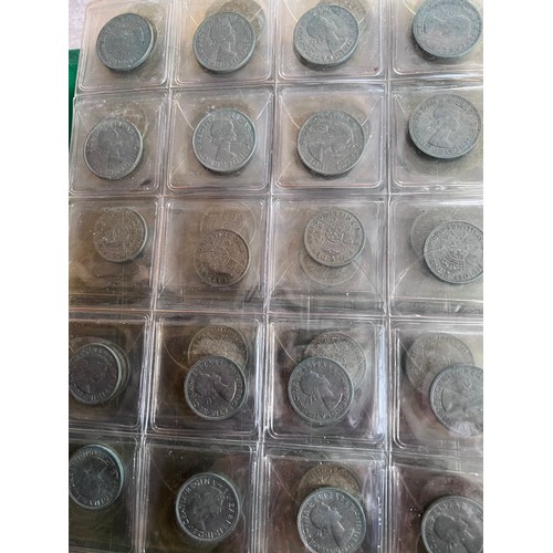 696 - A large folder collection of coins to include Sixpences, threepences, One Shillings, One Florins, Tw... 