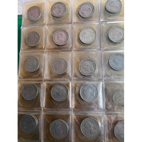 696 - A large folder collection of coins to include Sixpences, threepences, One Shillings, One Florins, Tw... 