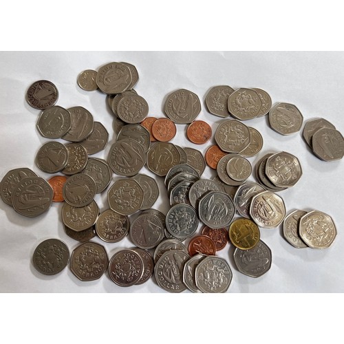 697 - A large quantity of world coinage to include Barbados 1 dollars, Greek coins, Italian, Canadian, Por... 