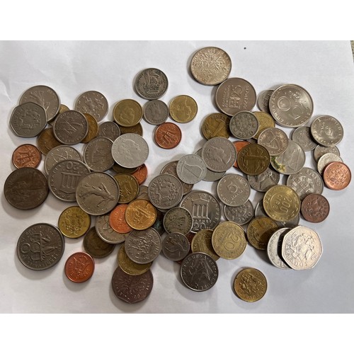 697 - A large quantity of world coinage to include Barbados 1 dollars, Greek coins, Italian, Canadian, Por... 