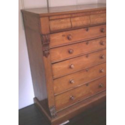 172 - A large 19thC chest of drawers with freeze drawer over five graduated drawers, wooden knobs. 127cm w... 