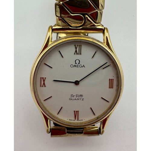 641 - An Omega De Ville Quartz movement wristwatch in 18 carat gold plated case with rolled gold Excalibur... 