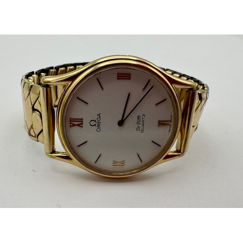 641 - An Omega De Ville Quartz movement wristwatch in 18 carat gold plated case with rolled gold Excalibur... 