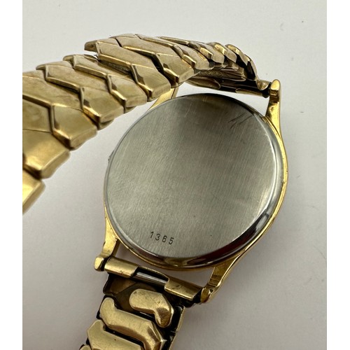 641 - An Omega De Ville Quartz movement wristwatch in 18 carat gold plated case with rolled gold Excalibur... 