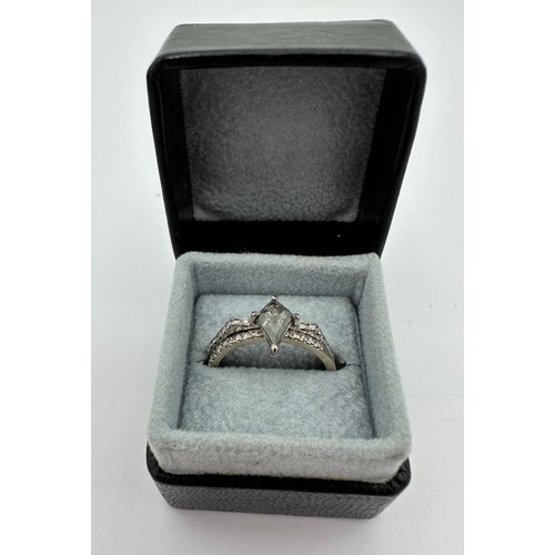 485 - Rachael Boston London X-Maat ring in 18 carat white gold. RRP £3,200. With 0.46 kite shaped grey dia... 