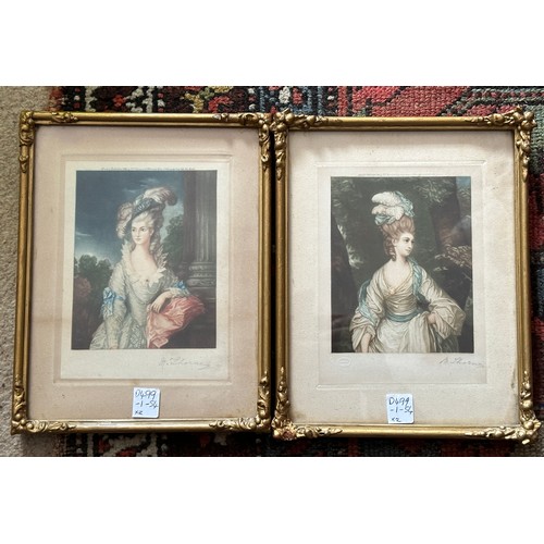 1298B - A pair of Mezzotint prints by M. Thorne depicting Mrs Carnac and The Hon. Mrs. Graham. 22 x 17cm.