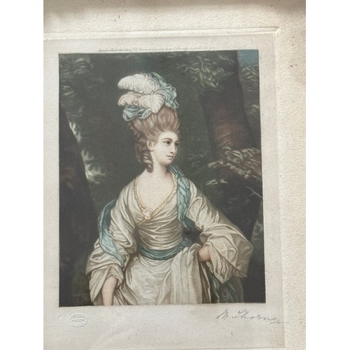 1298B - A pair of Mezzotint prints by M. Thorne depicting Mrs Carnac and The Hon. Mrs. Graham. 22 x 17cm.