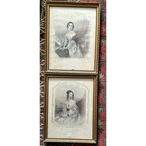 1298C - Seven various gilt framed coloured prints, 19thC ladies to include Lady Jane Bouverie, Viscountess F... 