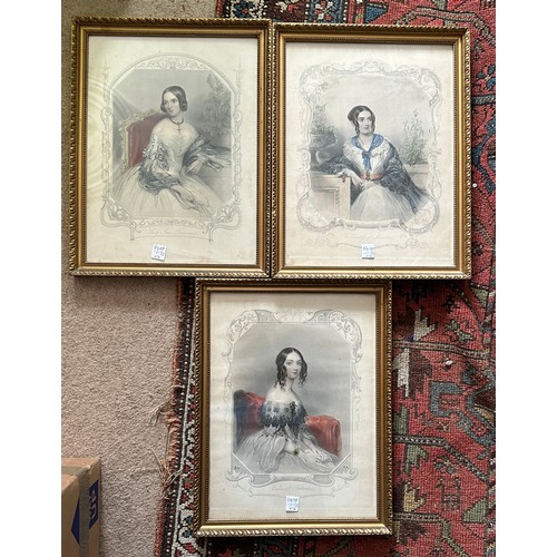 1298C - Seven various gilt framed coloured prints, 19thC ladies to include Lady Jane Bouverie, Viscountess F... 