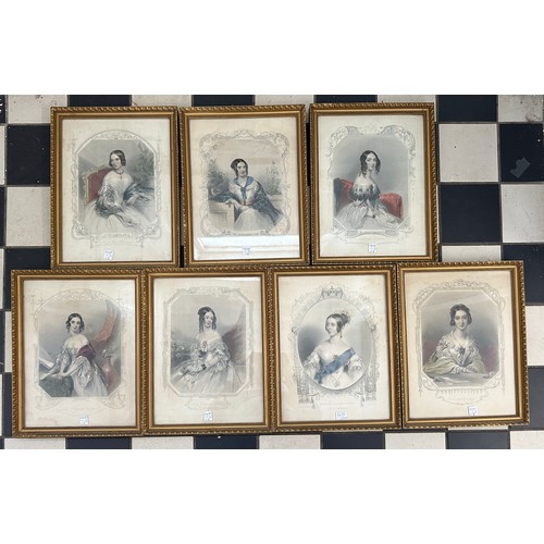 1298C - Seven various gilt framed coloured prints, 19thC ladies to include Lady Jane Bouverie, Viscountess F... 