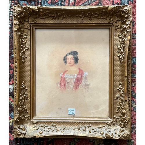 1320B - A mid 19thC watercolour of a lady. Sight size 23 x 19cm.