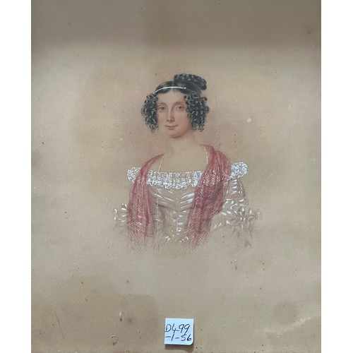 1320B - A mid 19thC watercolour of a lady. Sight size 23 x 19cm.