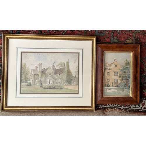 1320C - Two 19thC watercolours of house and gardens, one signed Compton 6 Aug 1868. Sight size 22 x 30.5cm.