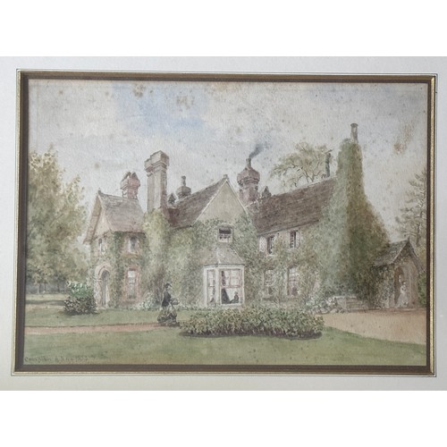 1320C - Two 19thC watercolours of house and gardens, one signed Compton 6 Aug 1868. Sight size 22 x 30.5cm.