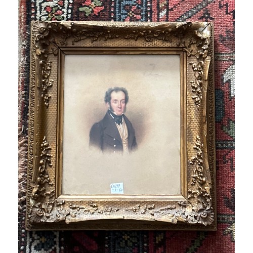 1320F - A 19thC watercolour portrait of a gentleman 23 x 19cm.