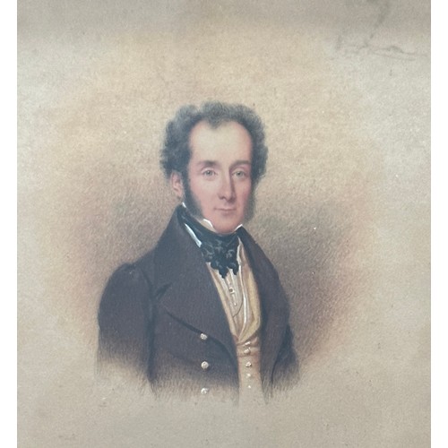 1320F - A 19thC watercolour portrait of a gentleman 23 x 19cm.