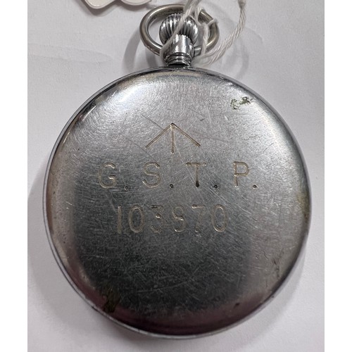 490A - A WW2 Military Pocket Watch, stamped to back ^ G.S.T.P. 103870.