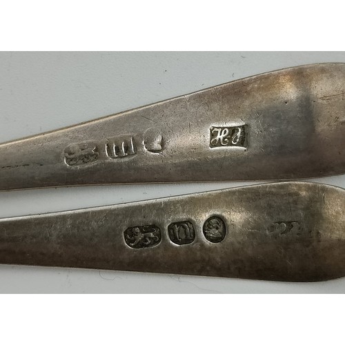 820 - Two sets of five silver teaspoons by Hester Bateman, 1787 and 1788. Total weight 119gm.