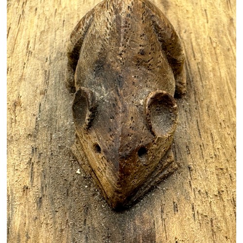 181 - A Robert 'Mouseman' Thompson English oak fruit bowl with carved mouse  to the interior 29cm d.