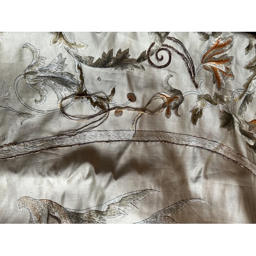 1064 - A large good quality Chinese silk embroidered panel with orange silk lining. Approx. 218 x 308cm.