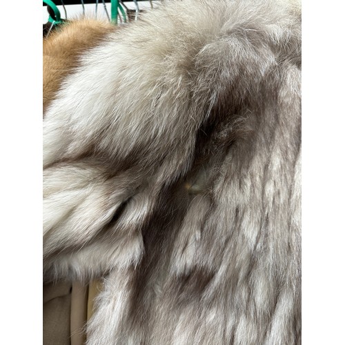 1056 - A vintage silver fox fur jacket. Nape to hem 74cm. Armpit to armpit 47cm.