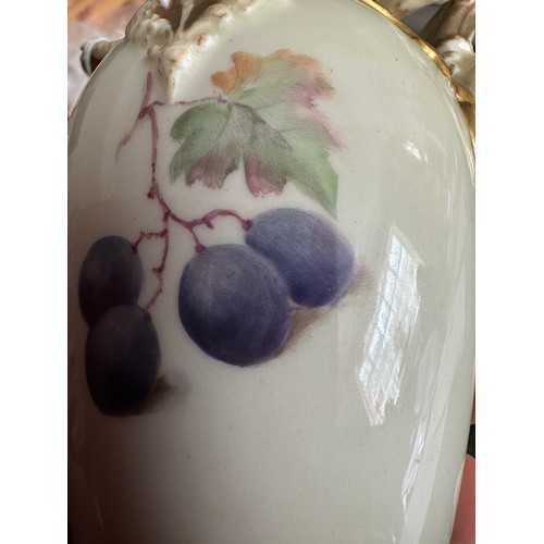 260 - Royal Worcester fruit painted vase signed T. Lockyer puce mark. 28cm h.