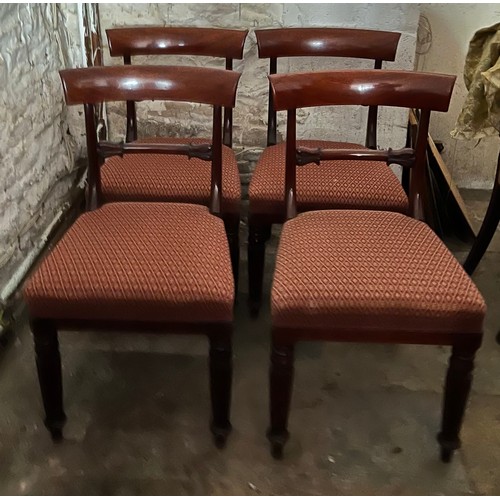 19A - Four 19thC mahogany bar back dining chairs.