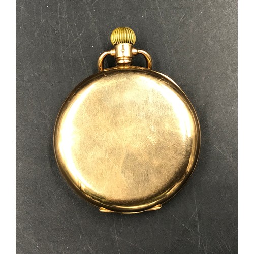 12 - A Zenith 9ct gold hunter pocket watch marked inside 2537842 Dennison watch case co ltd. 95.3gm.