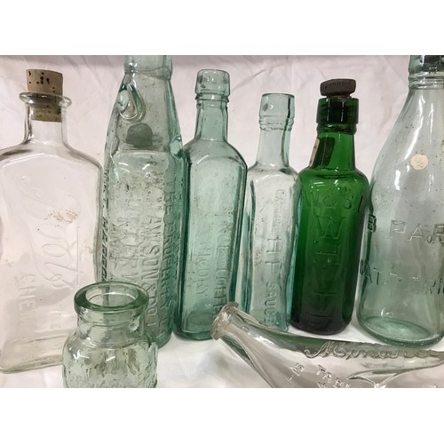 40 - Quantity of mixed glass bottles including Cod examples tallest 29cm. Also Boots the Chemist, a baby'... 