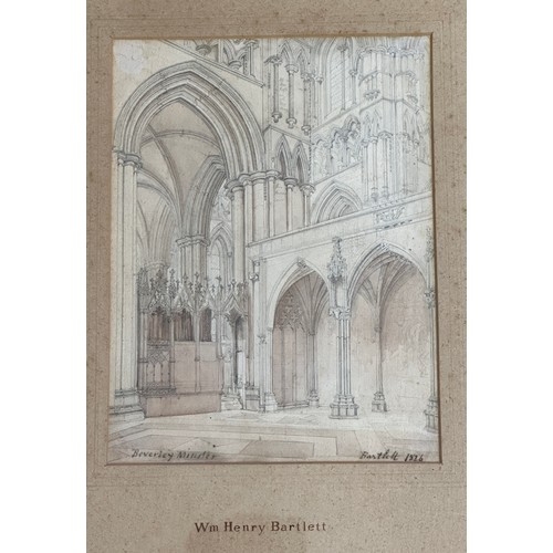 106 - William  Henry Bartlett 1809-1854 pencil and watercolour of Beverley Minster. Signed LR, Bartlett 18... 