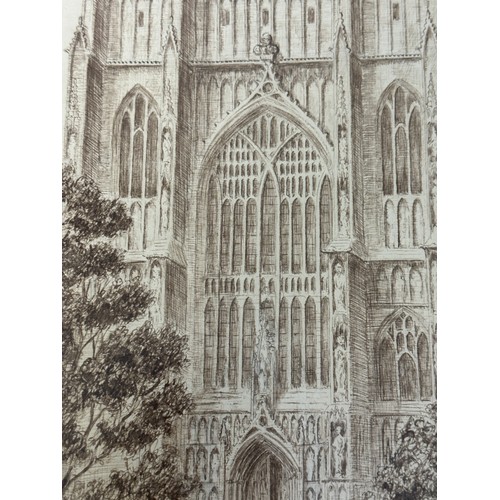 108 - Pen and ink drawing of The Minster, Beverley by William H. McCann August 1964 behind non reflective ... 