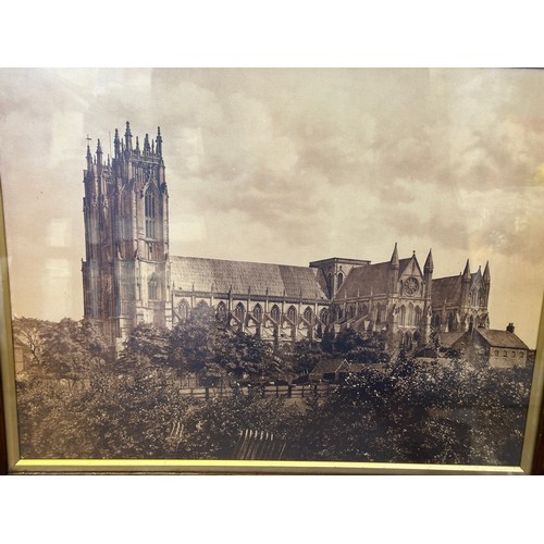 111 - Four photographs of Beverley Minster, two external and two internal, three framed.  Largest 40 x 51c... 