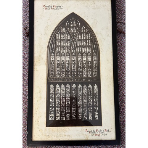 111 - Four photographs of Beverley Minster, two external and two internal, three framed.  Largest 40 x 51c... 