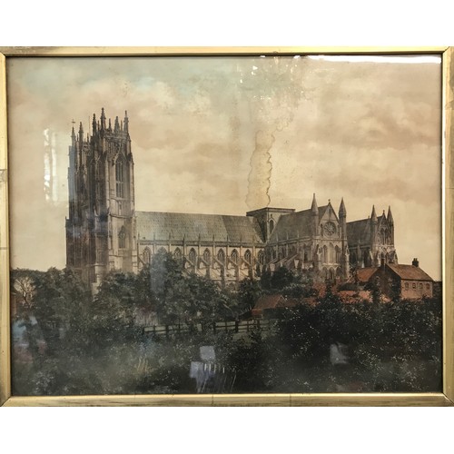 114 - Print of Beverley Minister in an oak frame. Image 40cm x 51cm.