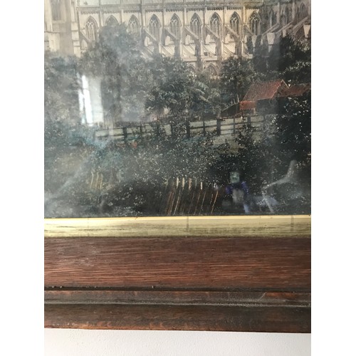 114 - Print of Beverley Minister in an oak frame. Image 40cm x 51cm.