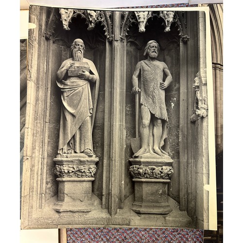 92 - Six photographs by R.F Perkin of mainly interiors of Beverley Minster. Largest 50 x 37cm.