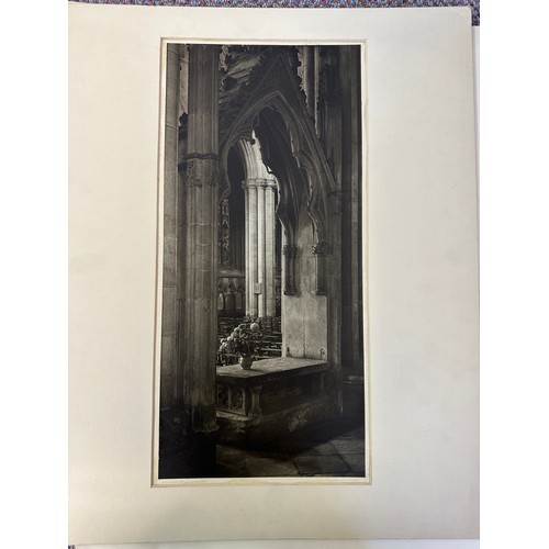 92 - Six photographs by R.F Perkin of mainly interiors of Beverley Minster. Largest 50 x 37cm.