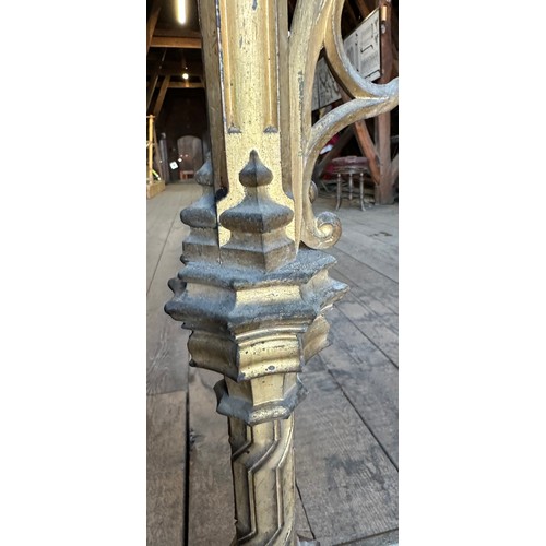 177 - Two brass alter rail ends ex Beverley Minster (missing one section) total length 161cm x 88cm and 78... 