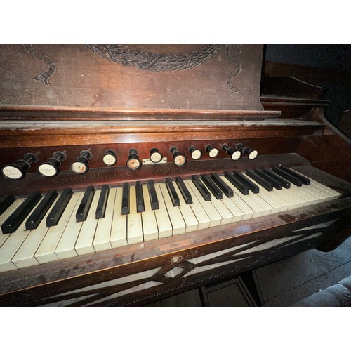 166 - A 19thC oak American organ retailed by Turner and Phillips Plymouth, Estey organ co. Brattleboro Ver... 