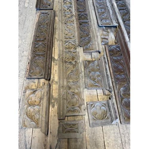 167 - A quantity of carved oak panelling ex Beverley Minster approx. length 13m.