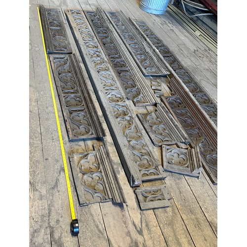 167 - A quantity of carved oak panelling ex Beverley Minster approx. length 13m.