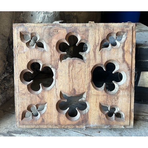 169 - Carved oak panel with Yorkshire rose to centre, ex Beverley Minster. 58.5 x 51cm.